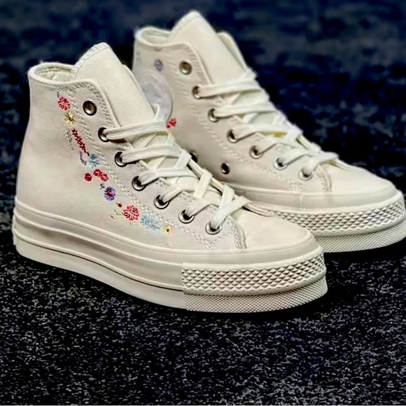 Converse Shoes Converse Chuck Taylor All Star Lift Platform Embroidered Floral Egret Poshmark